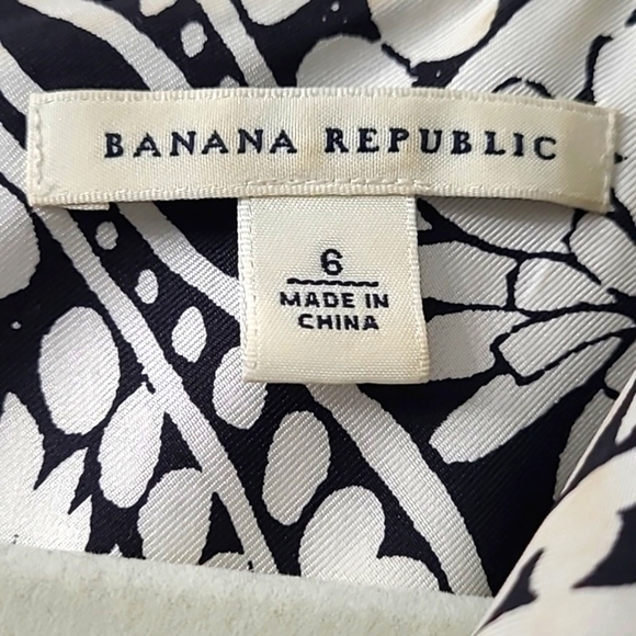 Banana Republic Sleeveless Printed Silk Dress Size 6 Black & White - Picture 12 of 14